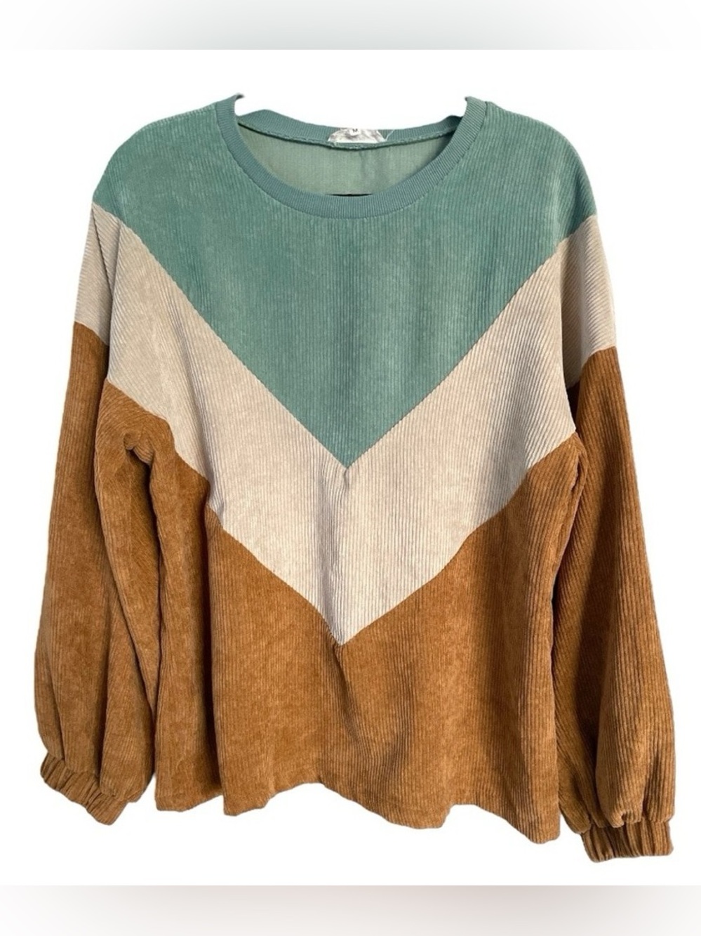 Entro Color Block Corduroy Pullover